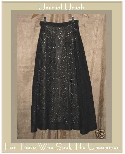 FULL FLUTTERY BLACK EYELET BOHO SKIRT SIZE 4 SMALL S