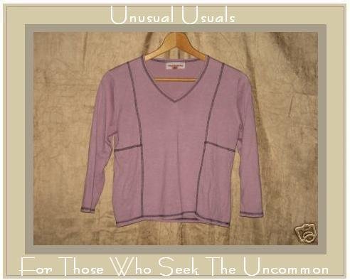 SOLITAIRE Soft Purple Cotton Seams LS Tee Shirt Top Small Medium S M
