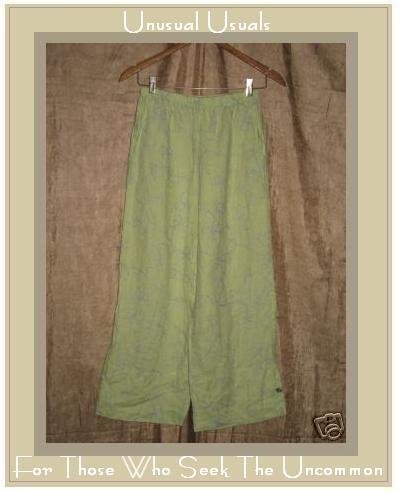 WILLOW Embroidered LINEN Button Cuff Floods Pants Small S