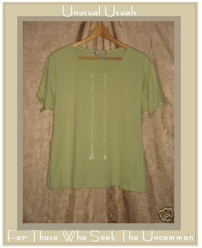 APRIL CORNELL Soft Green Cotton Tee Shirt Top XLarge XL