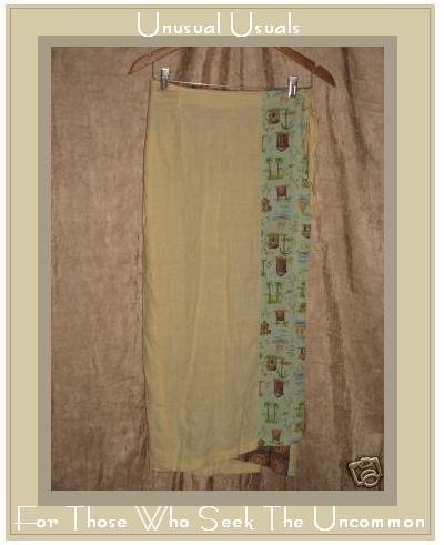 POMEGRANATES IN THE SUN Long Yellow Wrap Skirt Small S