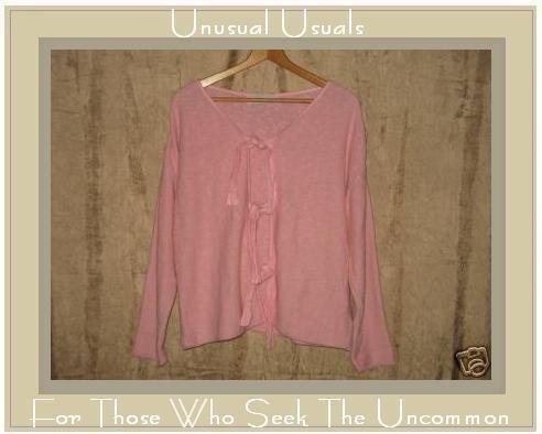 WILLOW Pink Cotton Front Tie Cardigan Sweater Medium M