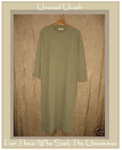 FLAX by Jeanne Engelhart Soft Gray Cozy Cotton Dress Small S