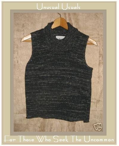 FLAX by Jeanne Engelhart Black Turtleneck Sweater Small Medium S M
