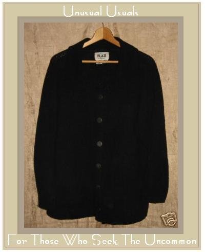 Flax by Angelheart Black Wool Sweater Jeanne Engelhart Small Medium S M