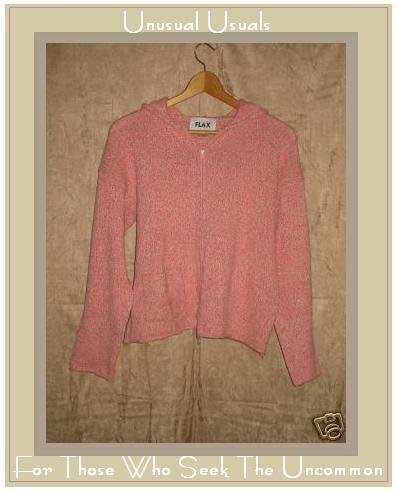 FLAX Pink Hoody Cardigan Sweater Jeanne Engelhart Small Medium S M
