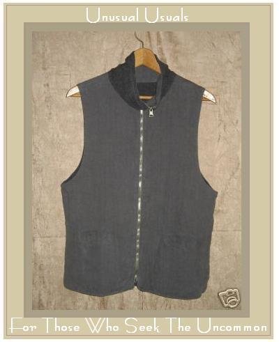 CLICK Gray Linen Reversible Vest Jacket X-SMALL XS