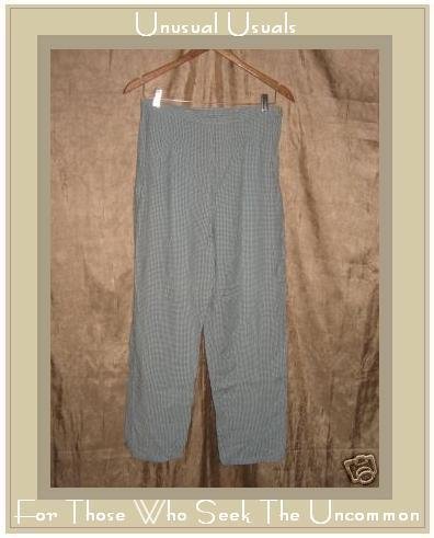 PUTUMAYO Blue check Rayon Cotton Side Zip Capri Pants LARGE L