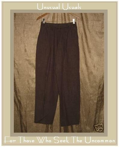 Jeanne Engelhart FLAX Rich Brown LINEN Straight Pants MEDIUM M