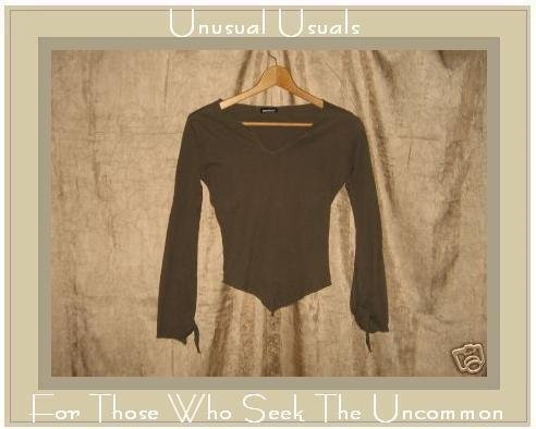 JES Gray Knit Pointed Hem Pullover Top Shirt Small S