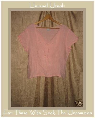 CLICK Soft Pink Shapely Linen Pullover Top Shirt X-Large XL