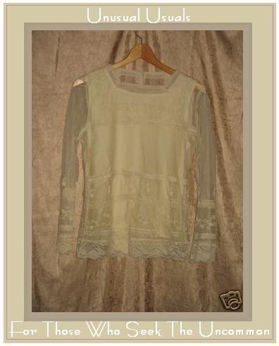 April Cornell Romantic Ivory Lace Layered Tunic Top Shirt Small S