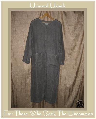 Eileen Fisher Long Gray Linen Duster Jacket Small Medium S M