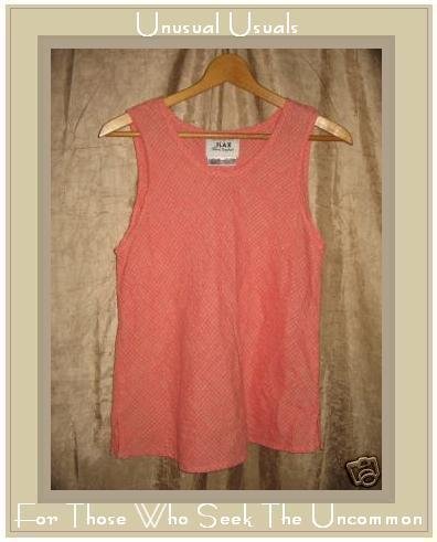 FLAX Jeanne Engelhart Puckered Linen Pullover Shirt Tank Top Small S