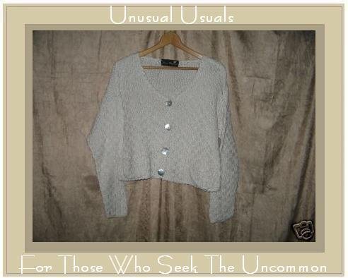Joan Hayman Boutique Cropped Ecru Basket Weave Cardigan Sweater