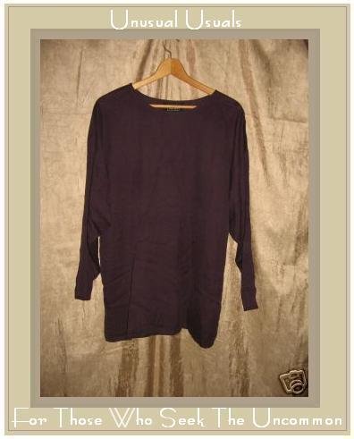 Eileen Fisher Eggplant Silk Pullover Tunic Top Shirt Small Medium S M