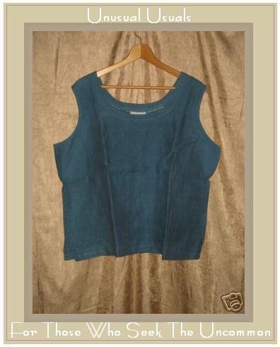 COLDWATER CREEK Night Sky LINEN Tank Shirt Top Shell 2X