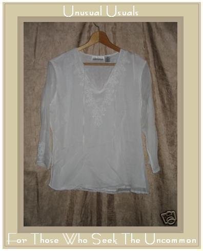 New York City Design Co. White Silk Tunic Shirt Top MEDIUM M
