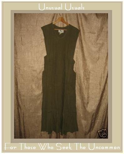 FLAX by Jeanne Engelhart OLIVE LINEN Jumpment Dress SMALL S