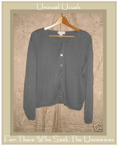 J. Jill Gray Cotton Button Cardigan Shirt Top Medium M