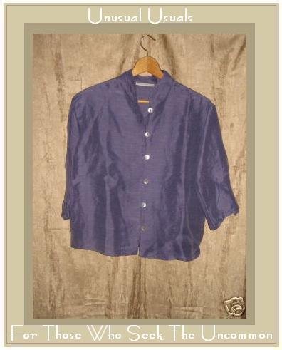 Bryn Walker Boxy Purple Hemp & Silk Button Top Jacket Small S