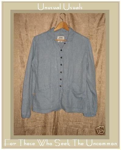 FLAX by Jeanne Engelhart LINEN Shapely Snappy Jacket Top Petite P
