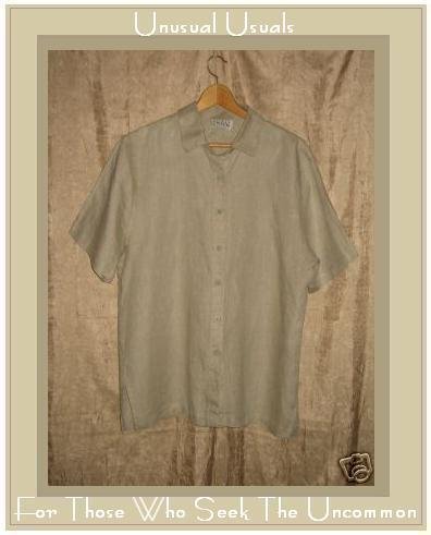 EILEEN FISHER Linen Button Top Shirt Large L