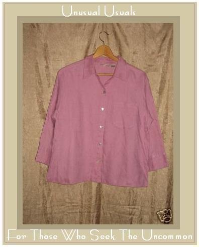 Chico's Design Pink LINEN Button Shirt Top Size 0 Small S