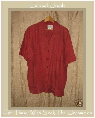 FLAX by Jeanne Engelhart Red LINEN Button Shirt Top Medium M