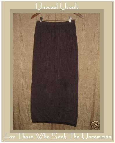 EILEEN FISHER Long Maroon Stripe Knit Skirt Small S