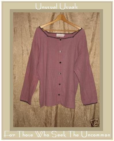 Silhouettes Long Purple Button Front Tunic Top Shirt 1X