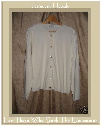 United Knitwear White Button Cardigan Sweater Large L