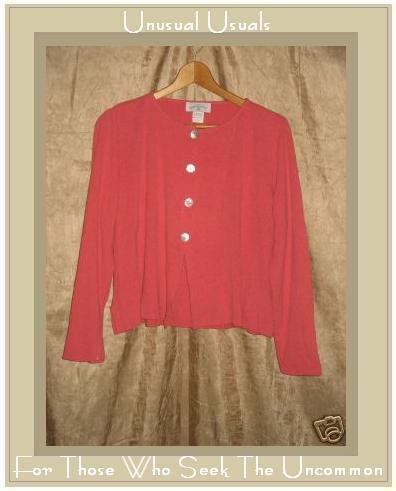 United Knitwear Hot Pink Button Cardigan Sweater Medium M