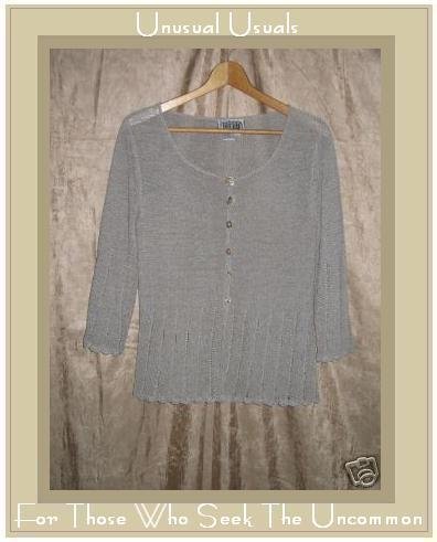 Curio Slinky Gray Button Cardigan Shirt Top Small S