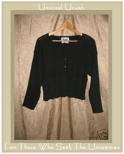 FLAX by Angelheart Jeanne Engelhart Black Cropped Cardigan Sweater S M