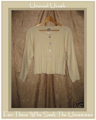 FLAX by Angelheart Jeanne Engelhart Cream Cropped Cardigan Sweater S M