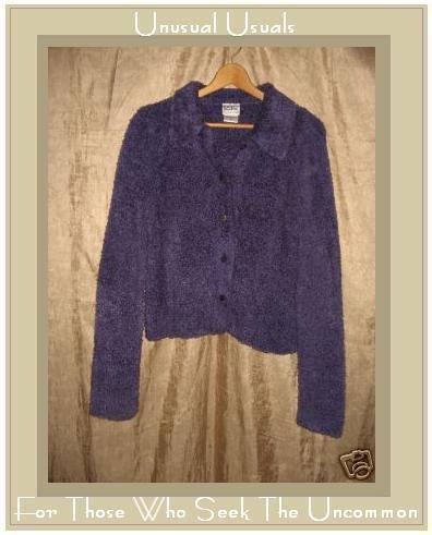KIKO Soft Furry Purple Button Cardigan Top Medium M
