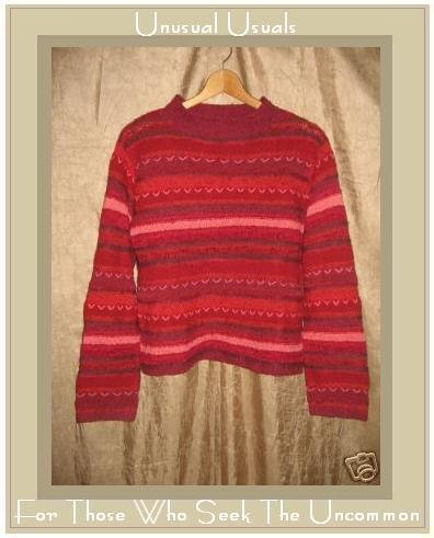 J. Jill Soft Handknit Striped Red Silk Knit Pullover Sweater Top Small S