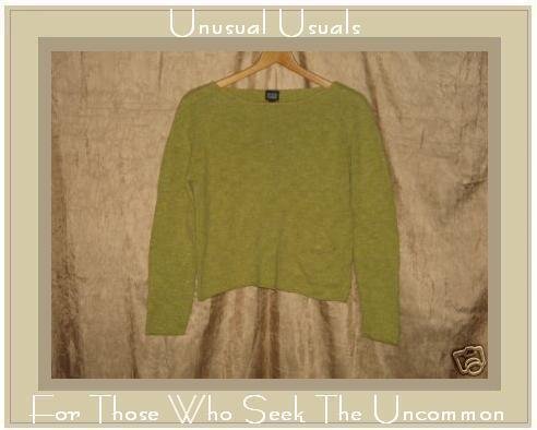 EILEEN FISHER Leafy Green Silk Knit Pullover Sweater Top Small S
