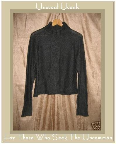 Via Seta Soft Gray Silk Cashmere Turtleneck Tunic Sweater Large L
