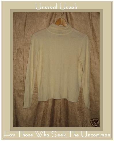 EILEEN FISHER Slinky Cream Wool Turtleneck Tunic Sweater PS Petite Small
