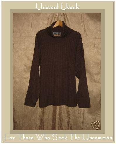 Puruvian Trading Company Rich Brown Merino Wool Turtleneck Tunic Sweater One Size