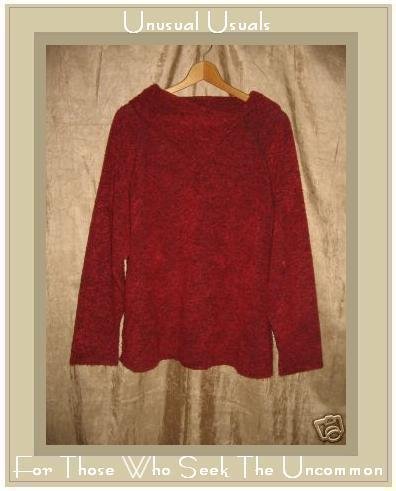 Coldwater Creek Soft Nubby Red Split Turtleneck Tunic Top Sweater 2X