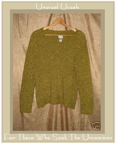 Chico's Green Slinky Knit Pullover Sweater Top Size 2 Large L