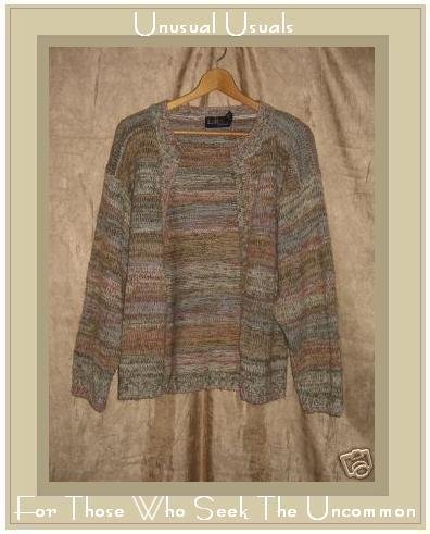 LeRoy Knitwear Soft Striped Open Knit Cardigan Top X-Large XL