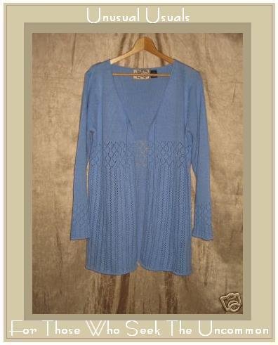 Heirloom Collectibles Soft Blue Open Cardigan Top Large L