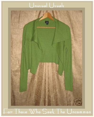 EILEEN FISHER Soft Green Merino Wool Open Cardigan Sweater Small S