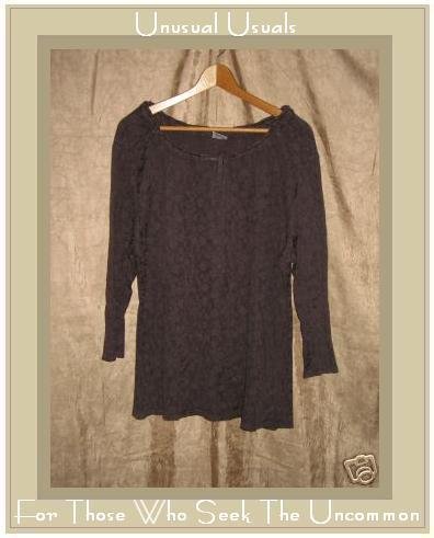 CP SHADES Gray Floral Knit Tunic Top Shirt Large L