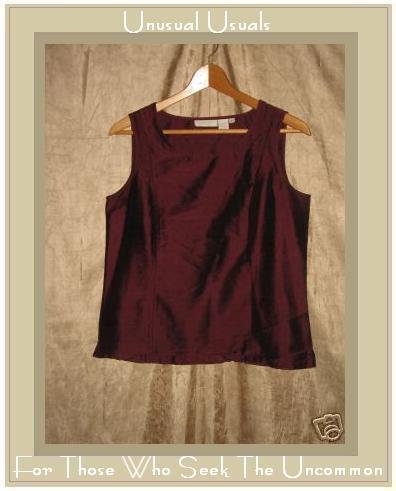 J. Jill Rich Burgundy Silk Shapely Sleeveless Shirt Top Small S