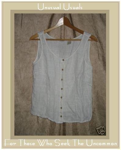 J. Jill Soft White Linen Fitted Shirt Tank Top Small S